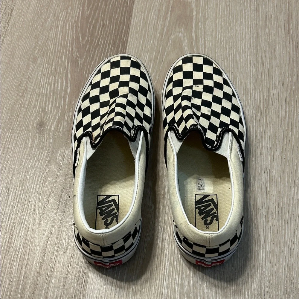 Vans Classic Checkerboard Slip On Black and Off White Unisex Sz 9 - Picture 2 of 5